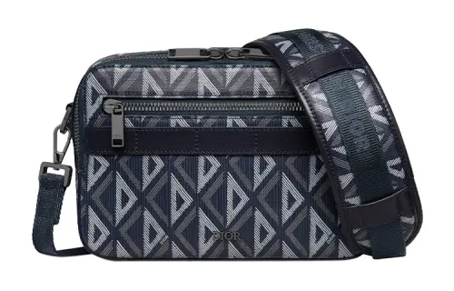 DIOR Canvas With Leather Detail Messenger Bag, Crossbody Bag, Shoulder Bag Men's Marine Blue