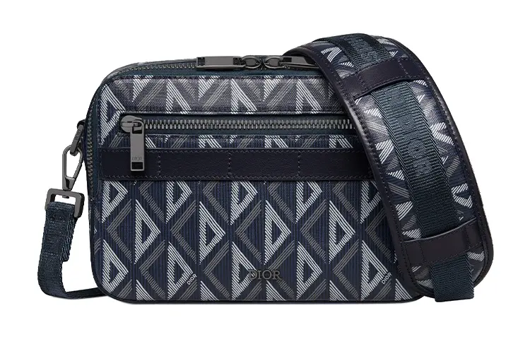 DIOR Canvas With Leather Detail Messenger Bag, Crossbody Bag, Shoulder Bag Men's Marine Blue