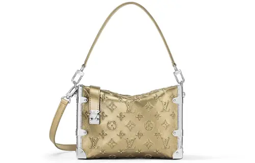 LOUIS VUITTON Metallic Light Gold Calfskin Side Trunk Light Gold