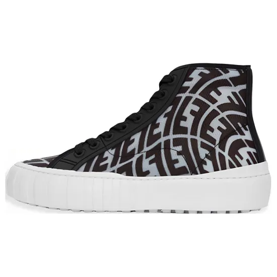 FENDI Force Skateboard Shoes Men High-Top Black Purple