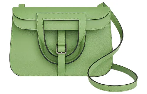 HERMES Halzan Evercolor Leather Crossbody Bags 25 Women's 3I Vert Criquet Avocado Green