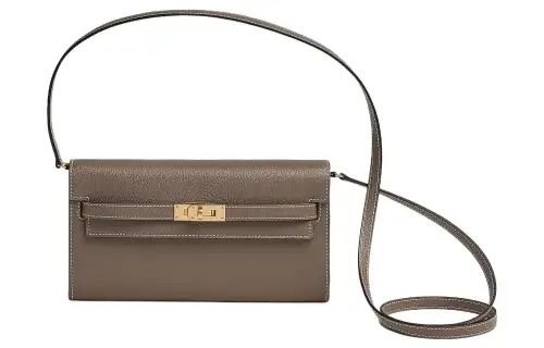 HERMES Kelly To Go Gold tone Lock Mysore Goat Skin Crossbody Wallet Regular Women's 18 Etoupe Elephant Gray