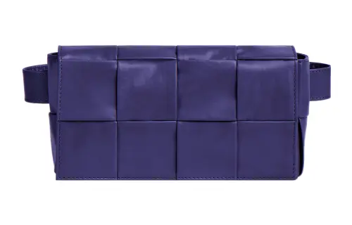 Bottega Veneta Cassette Belt Cow Leather Box Bag, Camera Bag, Fanny Pack, Crossbody Bag Mini Men's Purple