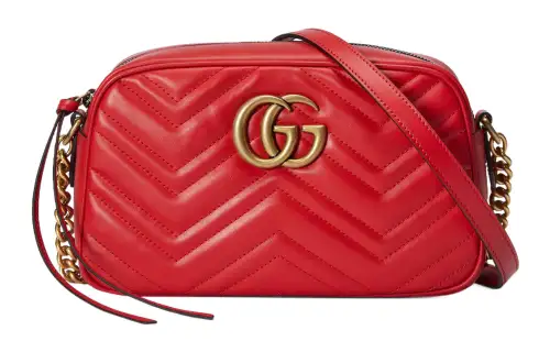 GUCCI GG Marmont Leather Crossbody Bag, Shoulder Bag Women's Red