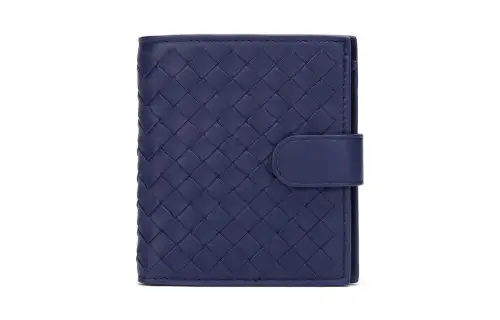 Bottega Veneta Sheepskin Woven Wallet Mini Men's Blue