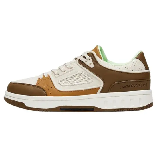 ANTA Champion All-Weather Series Skateboard Shoes Men Low-Top Brown White/Yellow