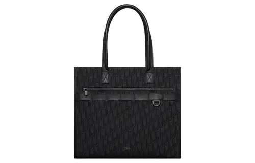 DIOR Oblique Jacquard Grain Calfskin Handbag Men's Black