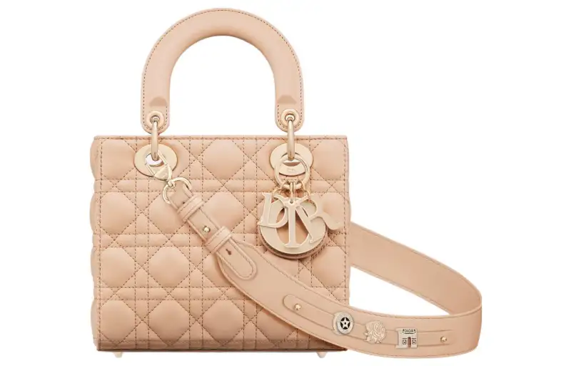 DIOR Lady Dior Sheepskin Handbag Crossbody One Shoulder Handbag Small Women's Sand Pink