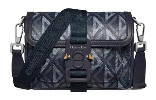 DIOR Hit The Road Canvas With Smooth Cow Leather Clutch, Shoulder Bag, Crossbody Bag Mini Men's Marine Blue