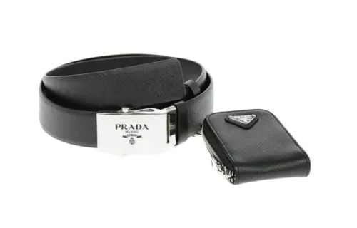 PRADA Leather Belts Men's Black /