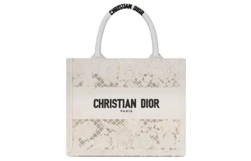 DIOR BookTote Embroidery Tote Bag, Shopping Bag, Handbag Small Women's White