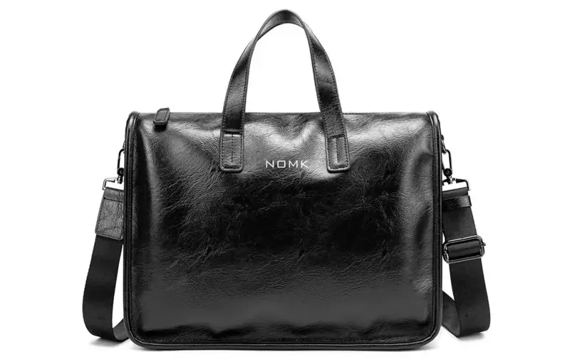 NOMK Pu Handbag, Shoulder Bag, Crossbody Bag, Laptop Bag, Briefcase Regular Men's Black