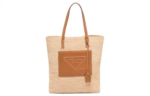 PRADA Straw And Wicker Tote Bag, Shopping Bag, Shoulder Bag, Handbag Women's Brown