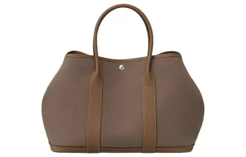 HERMES Garden Party Canvas With Leather Handbag 36 Women's Elephant Gray Weir Beige
