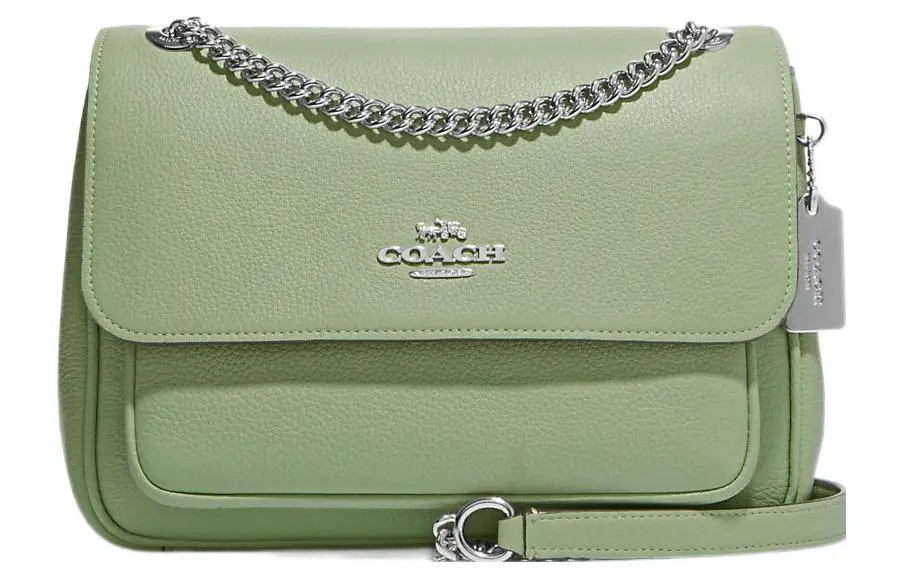 COACH Klare Leather Envelope Bag, Shoulder Bag, Crossbody Bag Medium Women's Grass Green