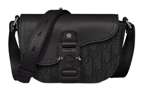 DIOR Oblique Jacquard Grain Calfskin, Saddle Bag, Shoulder Bag, Crossbody Bag Clutch Regular Men's Black