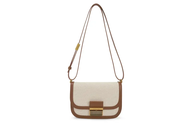 CHARLES&KEITH Silk Scarf Canvas Collection Canvas Tofu Bag Shoulder Bag Small Women's Multicolor