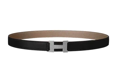 HERMES Constance Cow Leather Belts Women's Black Width 2.4cm