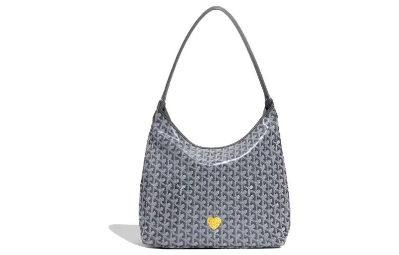 GOYARD Bohème Hobo Canvas With Leather Hobo Bag Shoulder Bag Shoulder Bag Women's Gray/Yellow Small Heart Edition