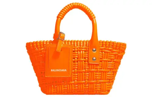 Balenciaga Bistro Artificial Leather Basket Bag, Handbag, Shoulder Bag, Crossbody Bag Extra Small Women's Orange