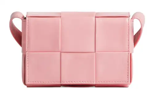 Bottega Veneta CASSETTE Waxed Leather Pillow Bag, Shoulder Bag, Crossbody Bag Mini Men's Pink