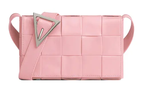 Bottega Veneta Cassette Crossbody Bag Small Intreccio Pink