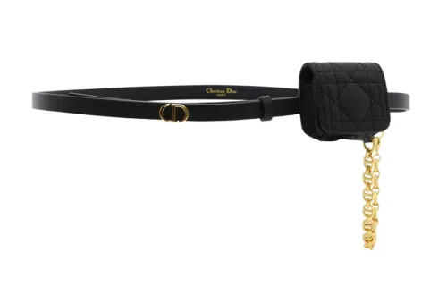 DIOR Leather Belts Women's Black 1.5cm
