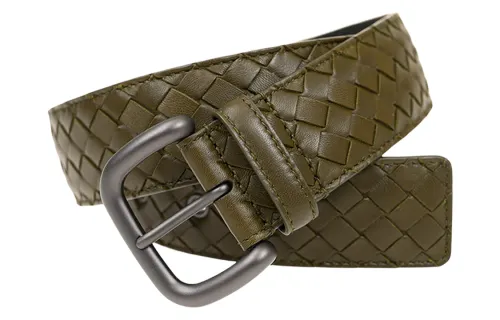 Bottega Veneta Leather Belts Men's Olive Green