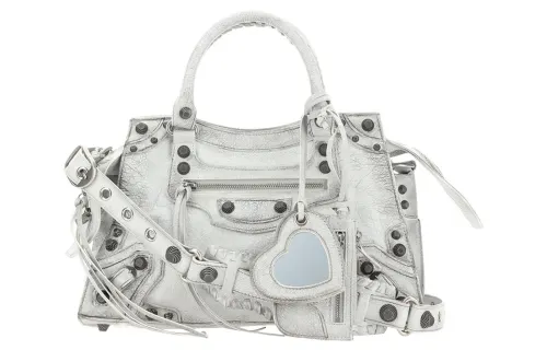 Balenciaga Fine Grained Sheepskin Handbag, Shoulder Bag Small Women's White