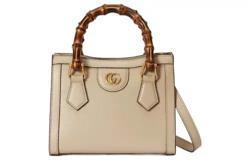 GUCCI Diana Leather Tote Bag, Shopping Bag, Shoulder Bag, Handbag Mini Women's Beige