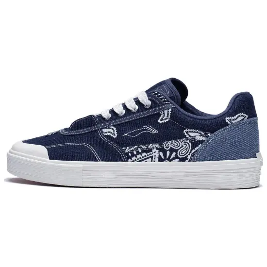 LINING 50/50 Skateboard Shoes Men Low-Top Blue White