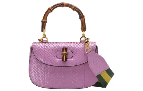 GUCCI Bamboo 1947 Python Skin Shoulder Bag, Crossbody Bag, Handbag Small Women's Pink Purple