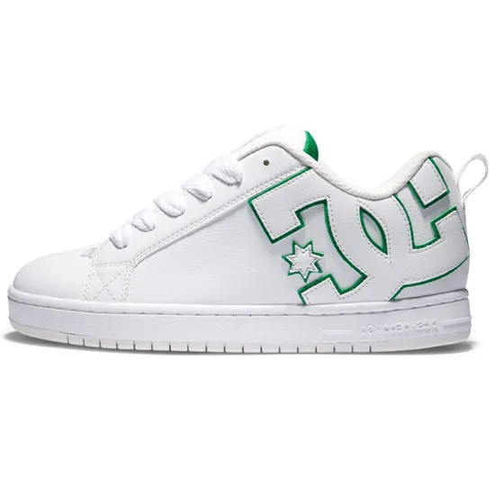 DC Shoes Court Graffik Anti Slip Wear Resistant Low Top Skateboard Shoes Men's White Green