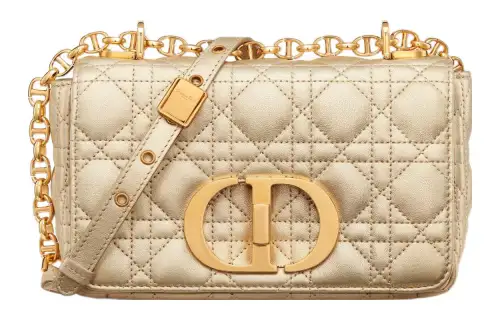 DIOR Caro Sheepskin Chain Bag, Shoulder Bag, Crossbody Bag Small Women's Gold