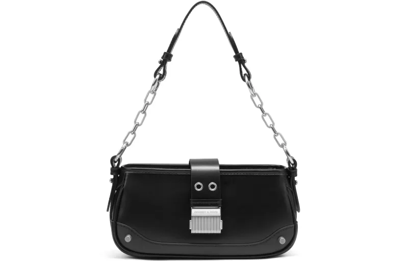 CHARLES&KEITH Silk Scarf Canvas Collection Canvas Charles & Keith Bag Saddle Bag Punk Bag Small Square Bag Shoulder Bag