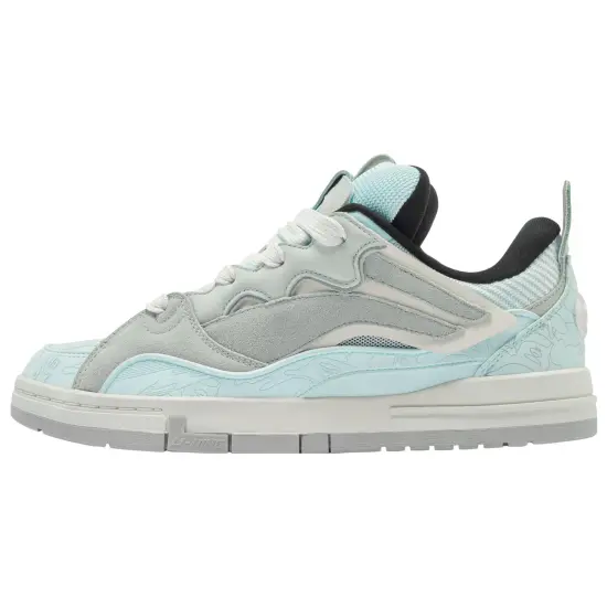 LiNing Wave Skateboard Shoes Women's Low-Top Gray Blue