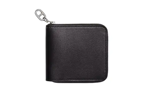 HERMES Zipengo Evergrain Calfskin Wallet Men's 89 Noir Black