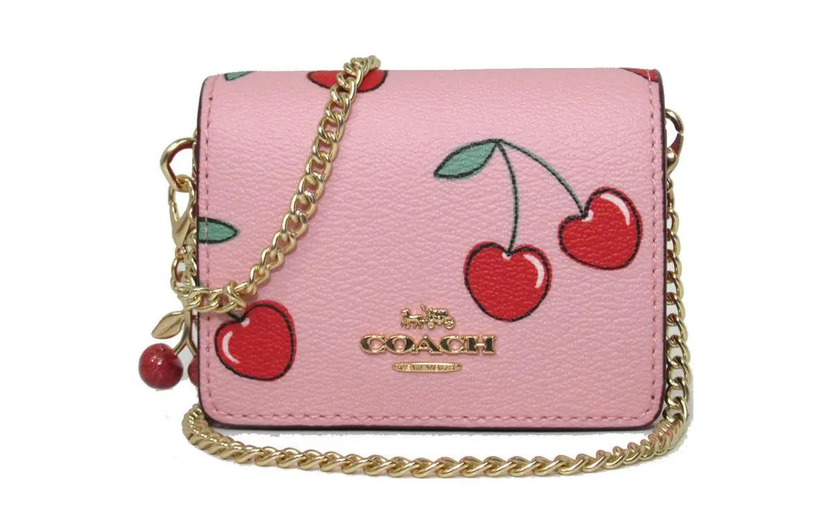 COACH Boxed Coated Canvas With Smooth Leather Card Holder, Wallet Regular Women's Pink Multicolor With Monogram