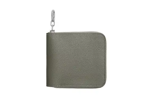 HERMES Zipengo Evergrain Calfskin Wallet Men's 0L Grismeyer Rain Cloud Gray