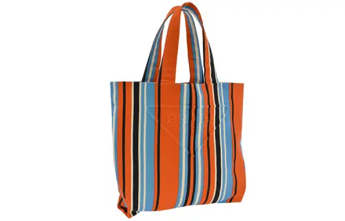 PRADA Nylon Tote Bag, Shopping Bag, Handbag, Shoulder Bag Unisex Orange & Blue