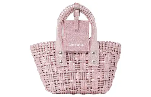 Balenciaga Removable straps with zipper, polyurethane basket, small fuchsia one-shoulder bag