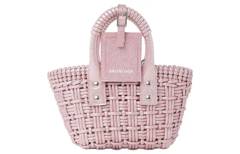 Balenciaga Removable straps with zipper, polyurethane basket, small fuchsia one-shoulder bag