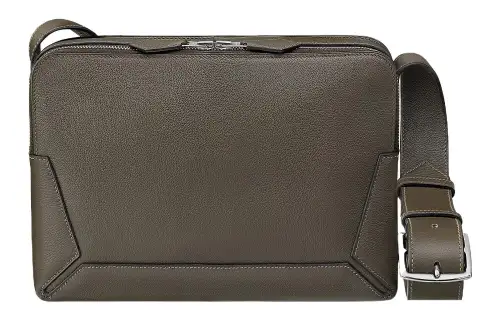 HERMES Evergrain Calfskin Messenger Bag, Shoulder Bag, Crossbody Bag Men's Forest Green