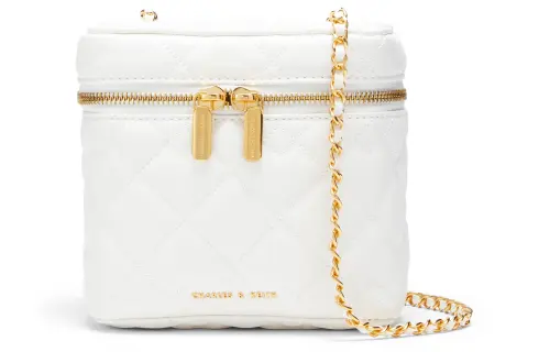 CHARLES&KEITH Pu Box Bag, Crossbody Bag Small Women's Black/Dark Chocolate/Light Pink/White/Light Blue