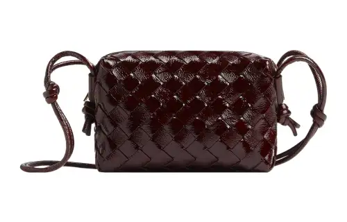 Bottega Veneta Loop Sheepskin Camera Bag, Shoulder Bag, Crossbody Bag Mini Women's Dark Red