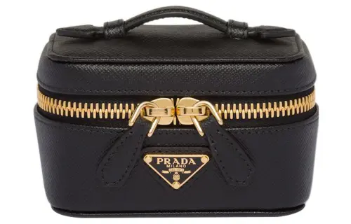 PRADA Leather Makeup Bag Women's Black