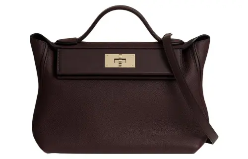 HERMES 24/24 Togo Leather Swift Calfskin One Shoulder Handbag Women's Dark Red
