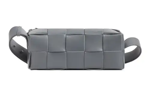 Bottega Veneta Brick Casstte Cow Leather Shoulder Bag Unisex Gray