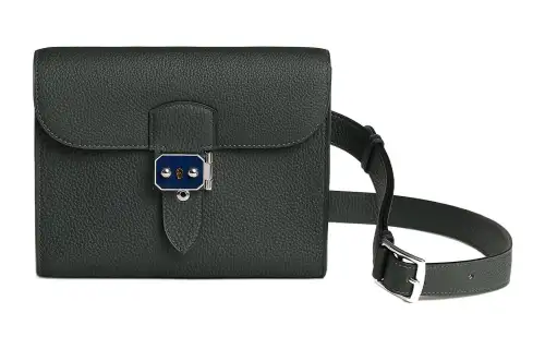 HERMES Sac A Depeches Laque Togo Calfskin Messenger Bag, Crossbody Bag Men's Dark Green