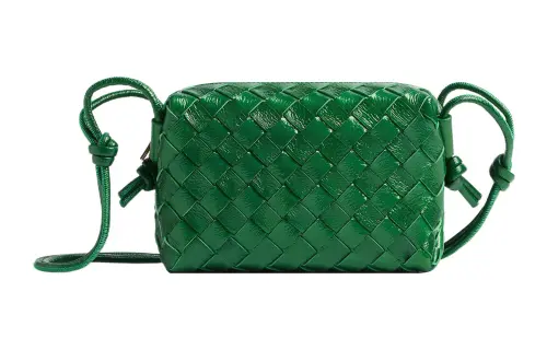 Bottega Veneta Loop Sheepskin Camera Bag, Shoulder Bag, Crossbody Bag Mini Women's Green
